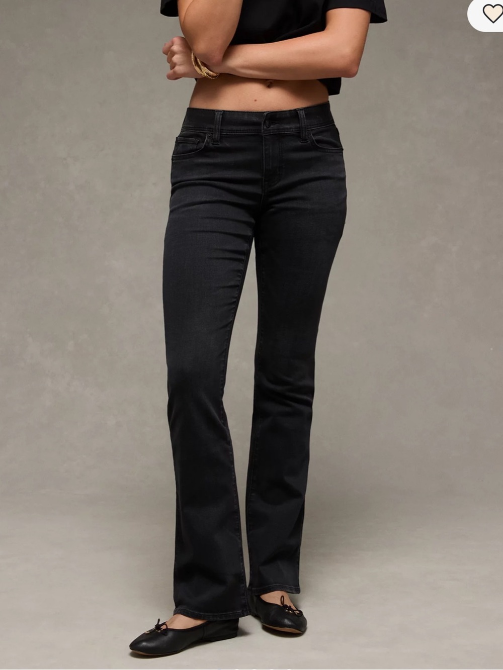 American Eagle Outfitters Black Low Rise Kick Bootcut Jeans 0 NWOT